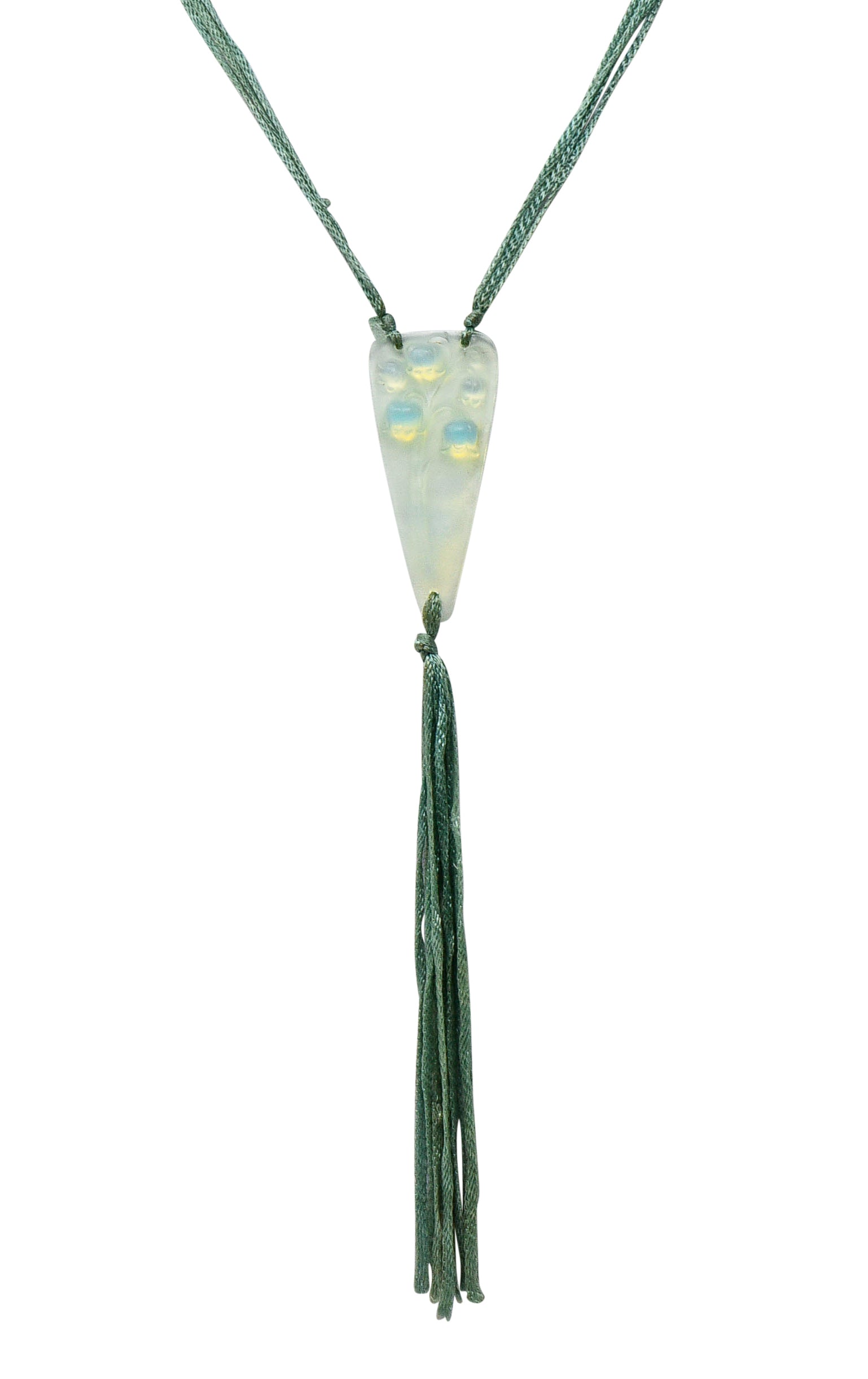 Rene Lalique Art Nouveau Frosted Glass Silk Lily Of The Valley Tassel  Pendant Necklace