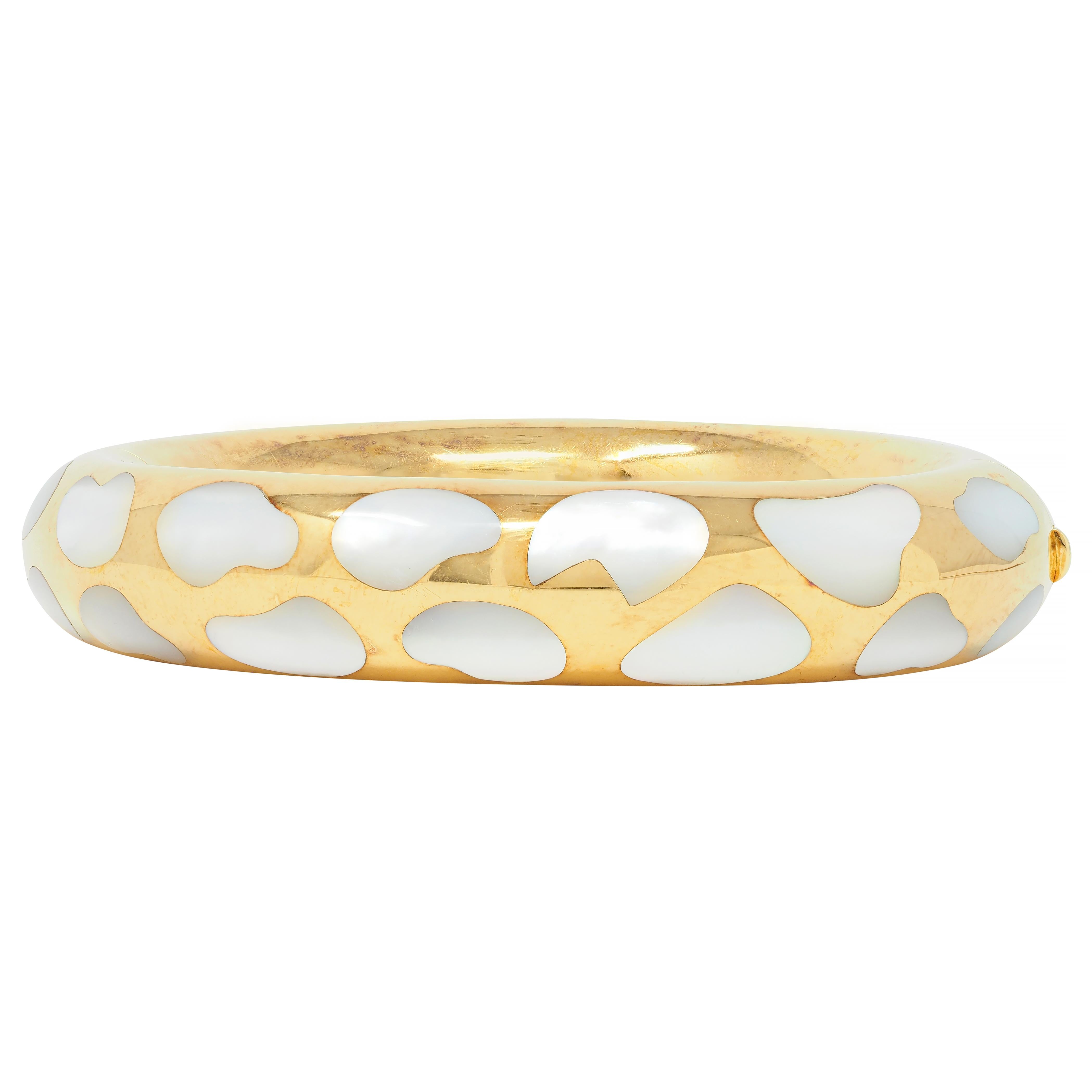 Tiffany & Co. Vintage Mother-Of-Pearl 18 Karat Yellow Gold Inlay Bangle Bracelet