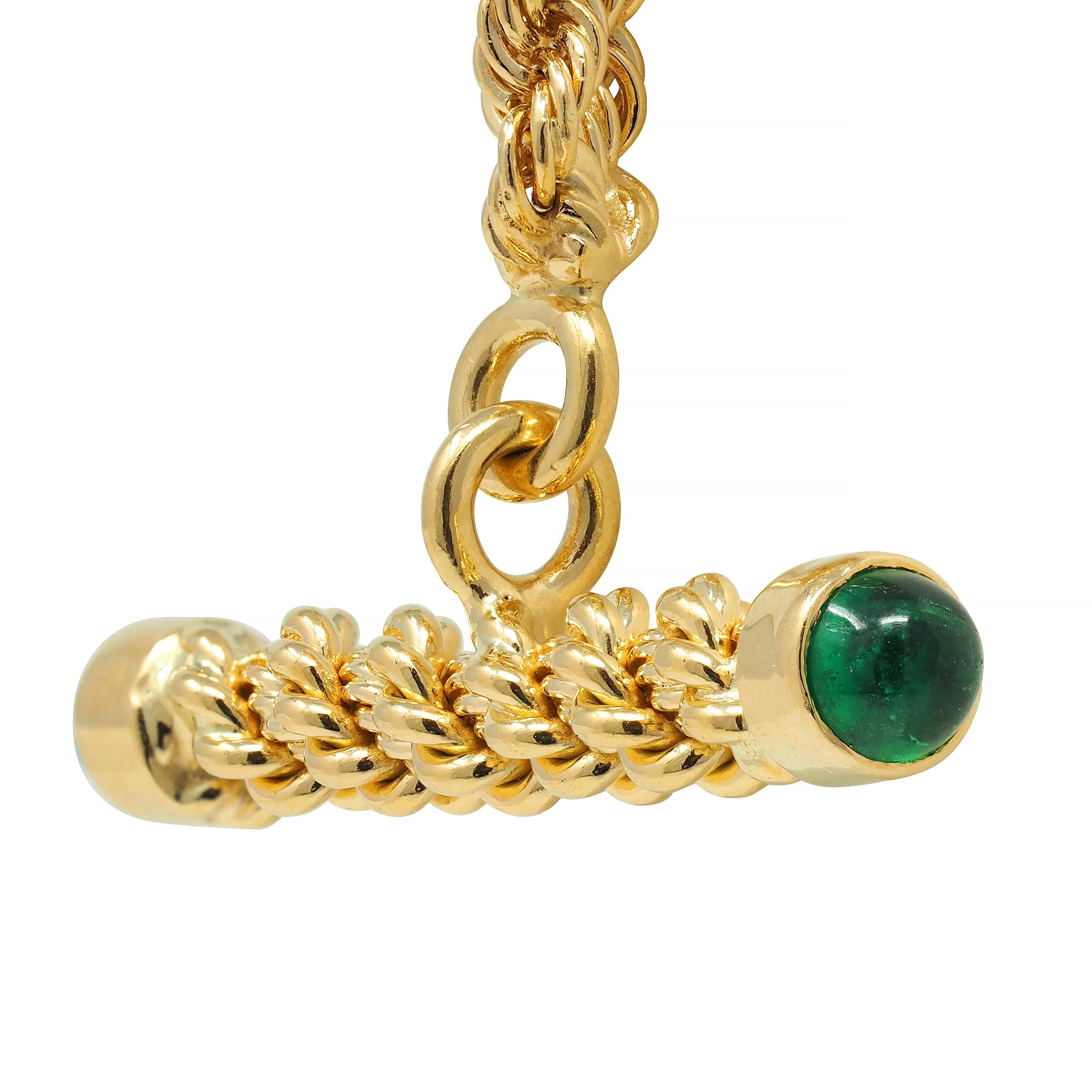 Schlumberger Tiffany & Co. Emerald 18 Karat Gold Twisted Rope Vintage Necklace