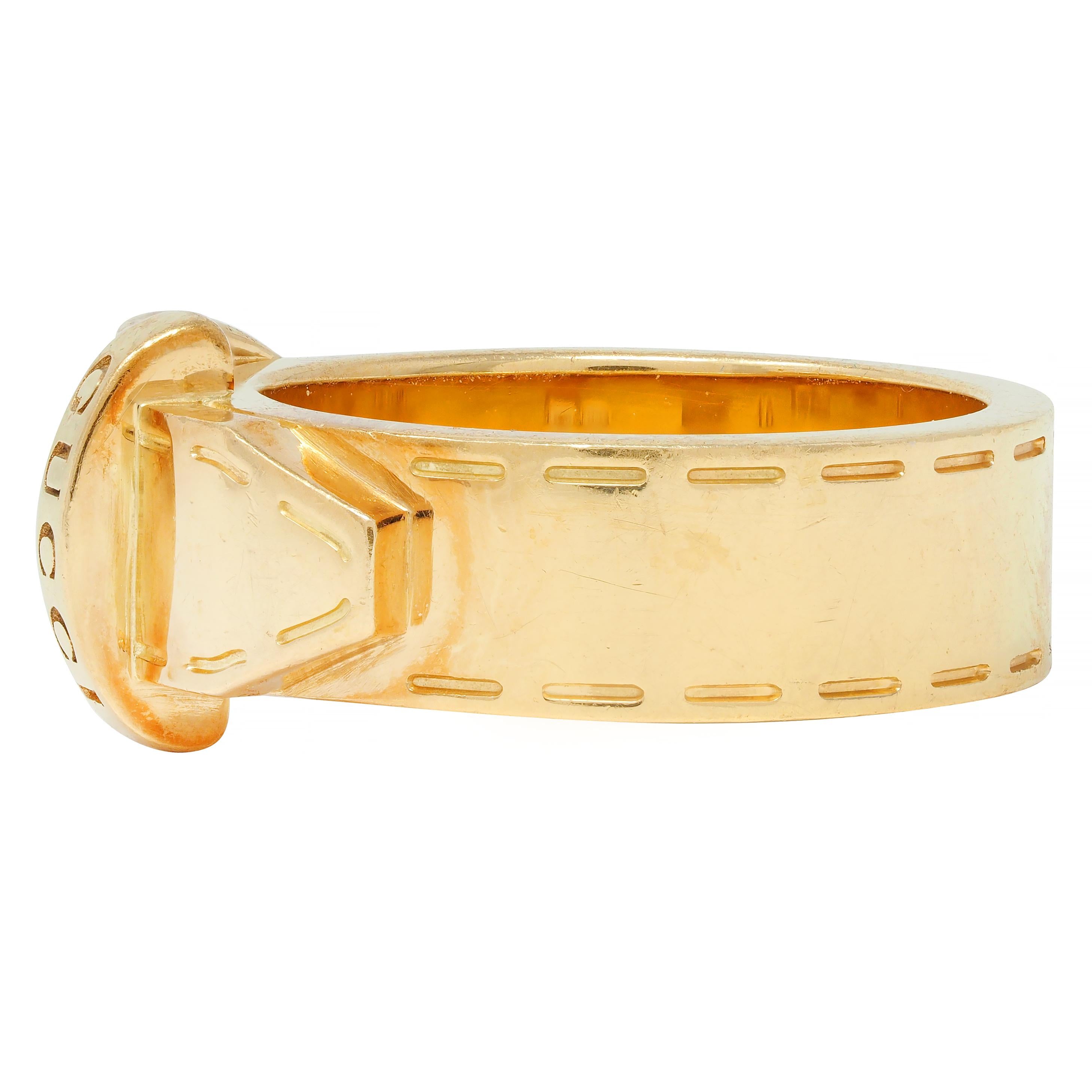 Gucci Contemporary 18 Karat Yellow Gold Belt Buckle Band Ring