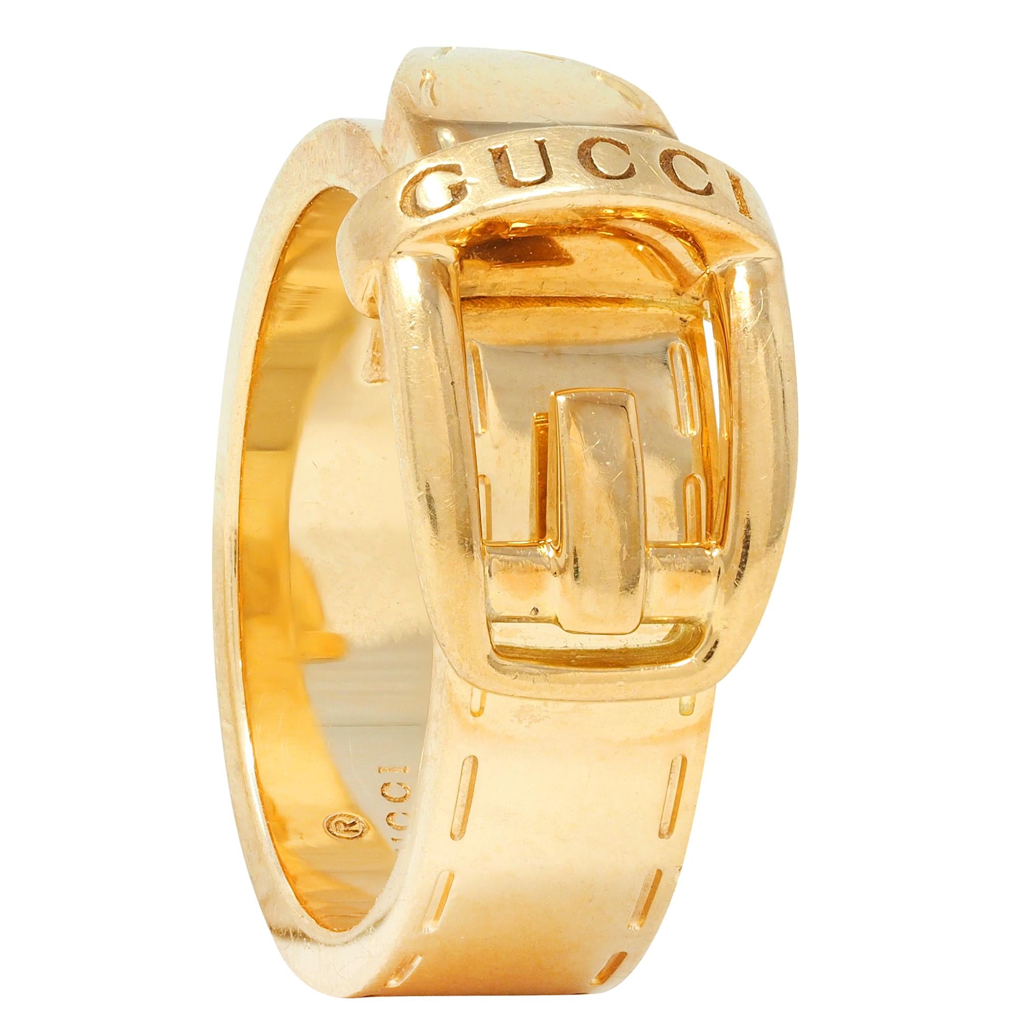 Gucci Contemporary 18 Karat Yellow Gold Belt Buckle Band Ring