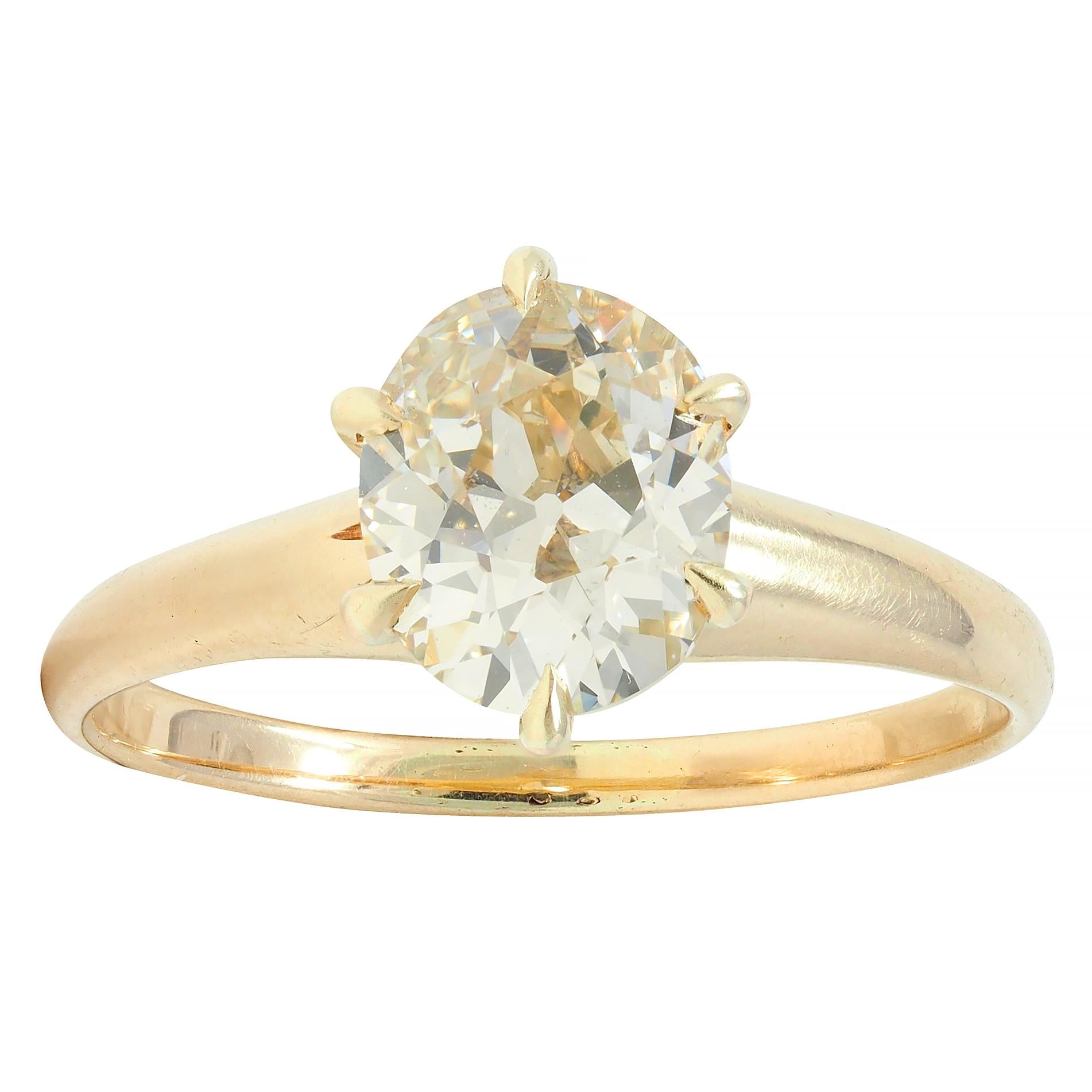 Victorian 1.41 CTW Old Mine Cut Diamond 14 Karat Gold Solitaire Engagement Ring