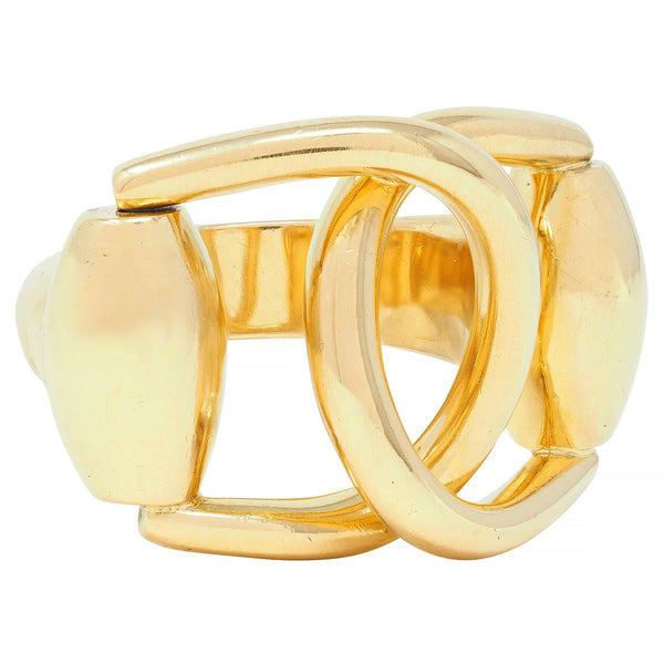 Gucci 2000's 18 Karat Yellow Gold Vintage Horsebit Interlocking Ring