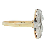 Art Deco 0.82 CTW Diamond Platinum 14 K Lotus Toi-Et-Moi Antique Dinner Ring