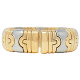 Bulgari 1990s 18 Karat Gold Stainless Steel Parentesi Vintage Wide Cuff Bracelet