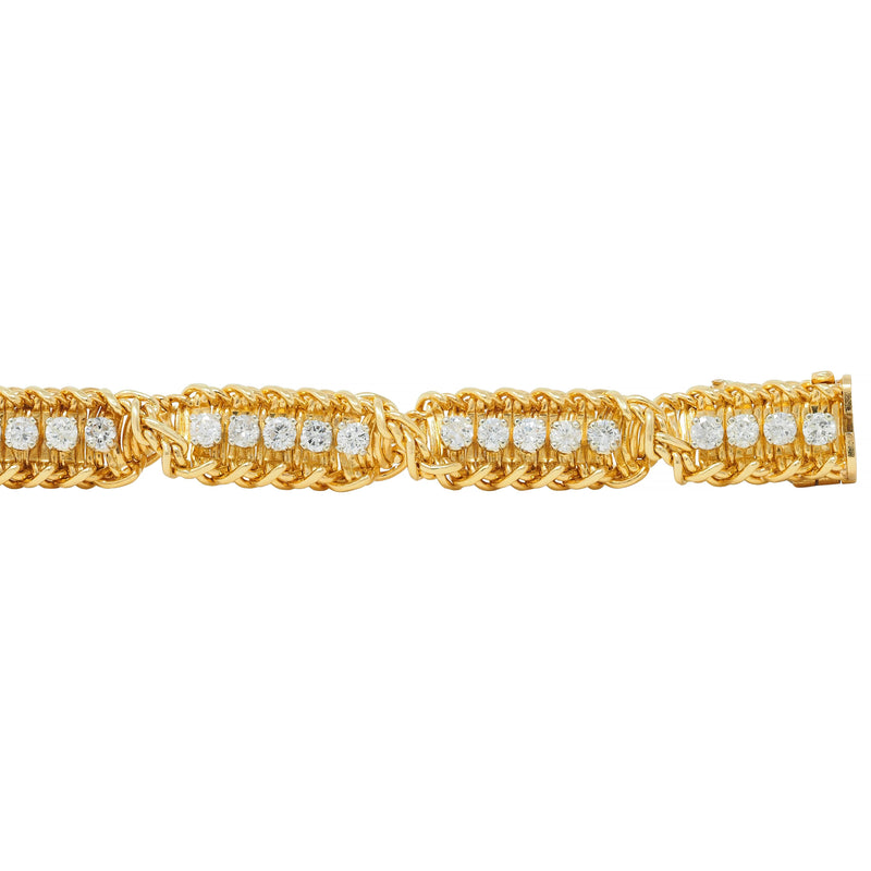 Hammerman Bros. French 1960's 3.44 CTW Diamond 18K Gold Vintage Twist Bracelet
