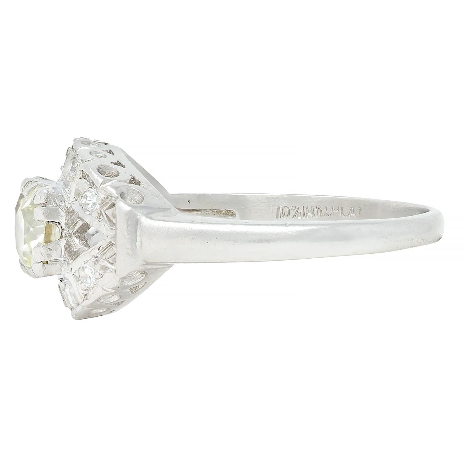 Mid-Century 1.07 CTW Diamond Platinum Toi-Et-Moi Marquise Vintage Ring