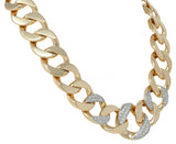 1960's 3.20 CTW Diamond Platinum 14K Yellow Gold Vintage Curb Link Necklace