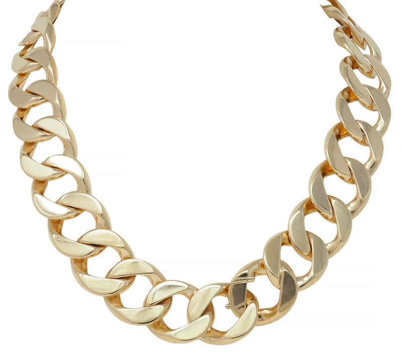 1960's 3.20 CTW Diamond Platinum 14K Yellow Gold Vintage Curb Link Necklace