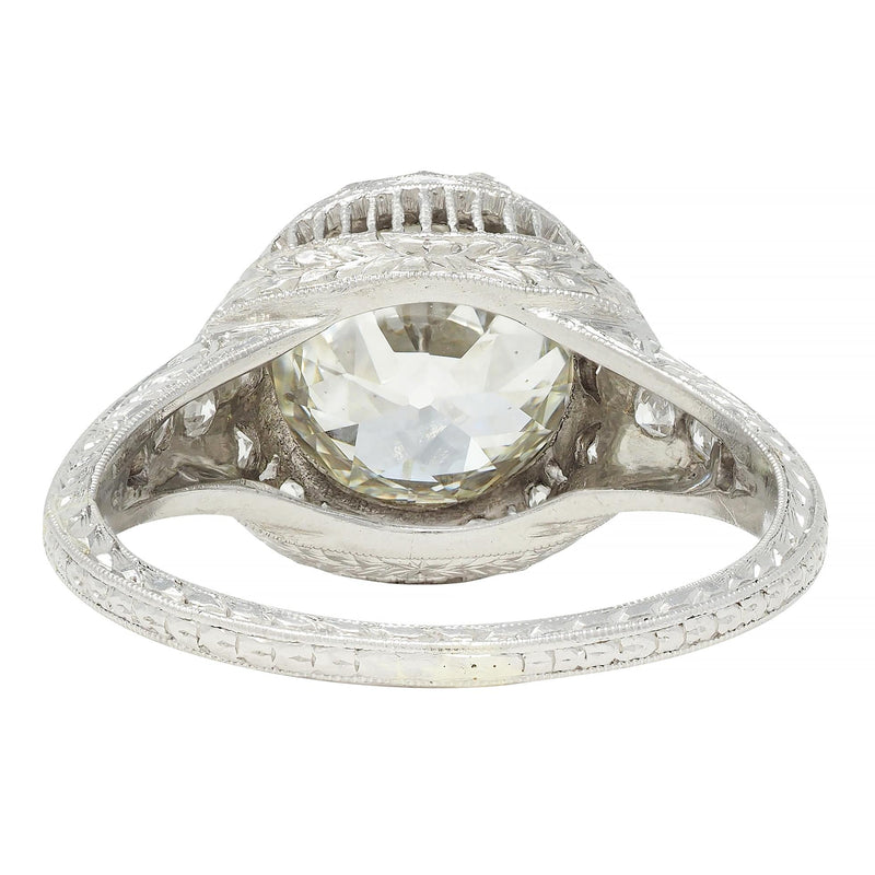 Art Deco 2.35 CTW Old European Diamond Platinum Antique Engagement Ring GIA