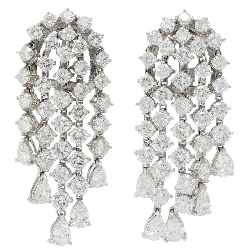 Capri 9.56 CTW Diamond 18 Karat White Gold Vintage Waterfall Fringe Earrings