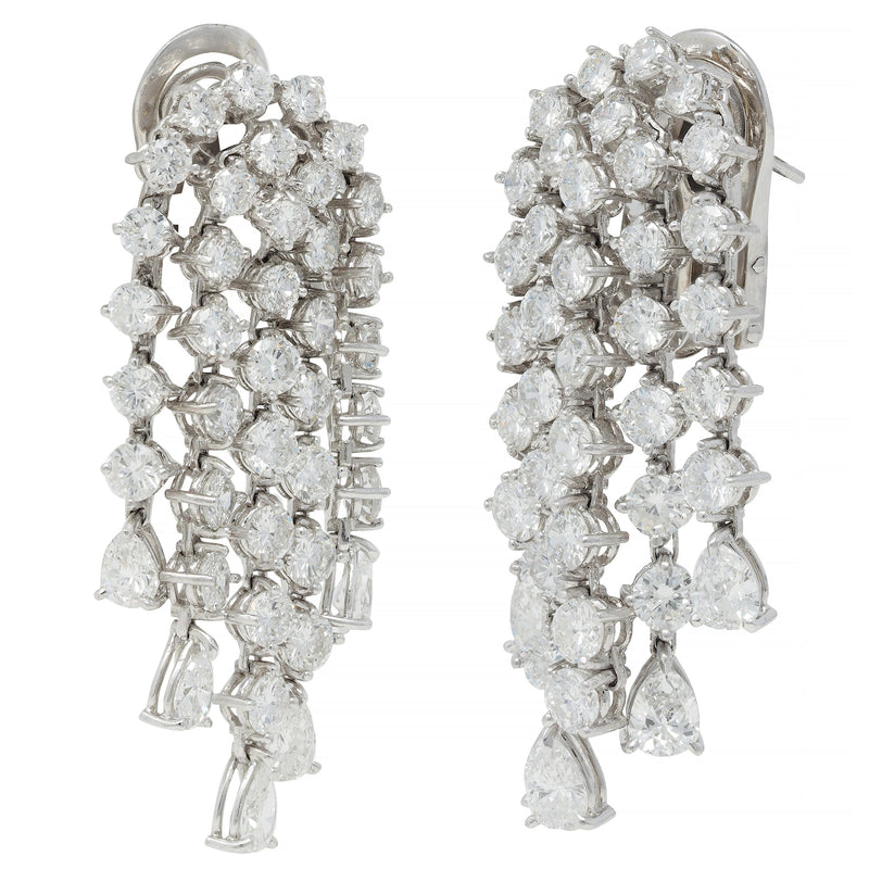 Capri 9.56 CTW Diamond 18 Karat White Gold Vintage Waterfall Fringe Earrings