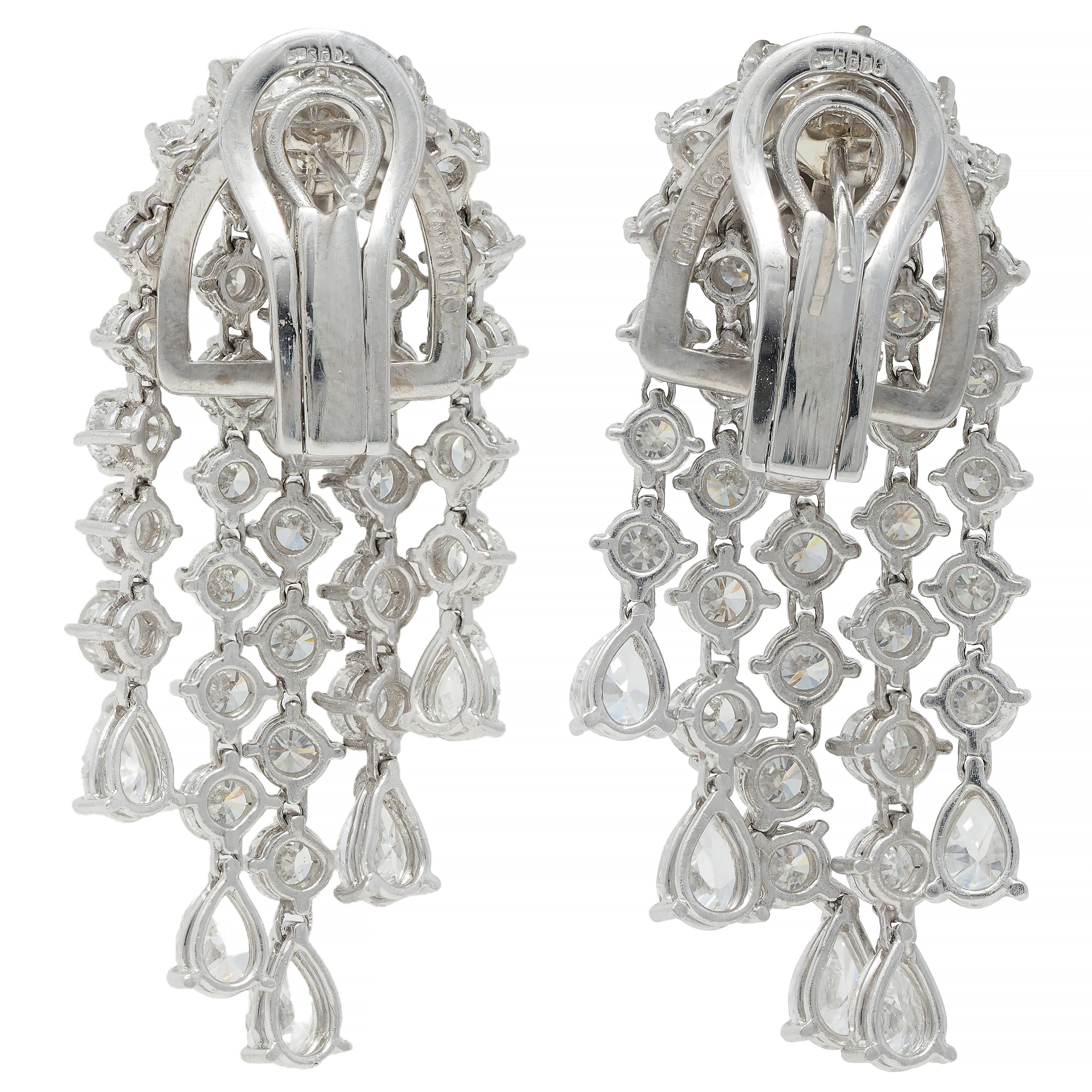 Capri 9.56 CTW Diamond 18 Karat White Gold Vintage Waterfall Fringe Earrings