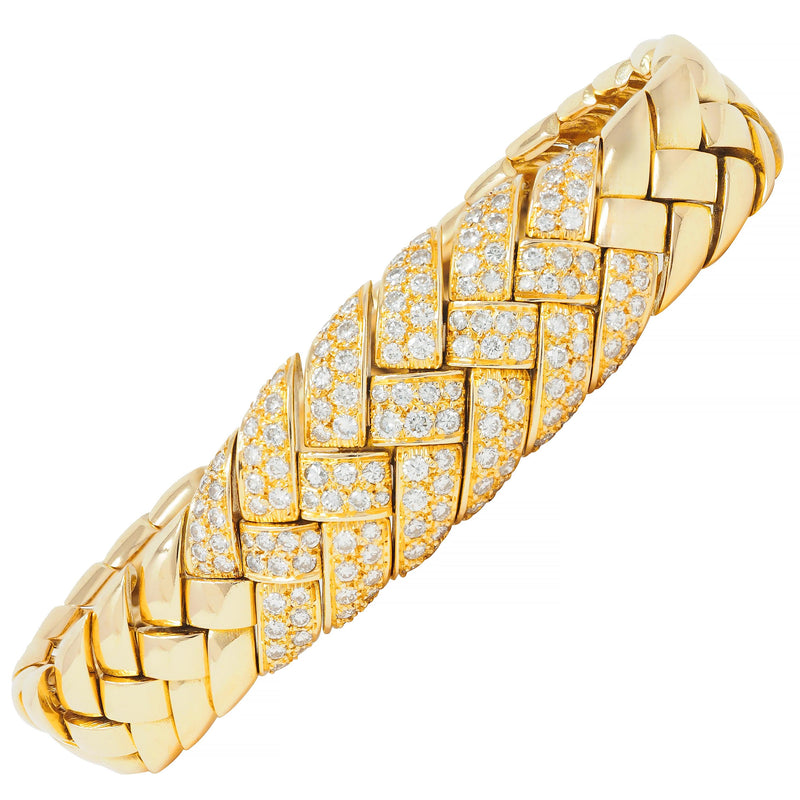 Van Cleef & Arpels French 3.80 CTW Diamond 18 Karat Gold Vintage Woven Bracelet