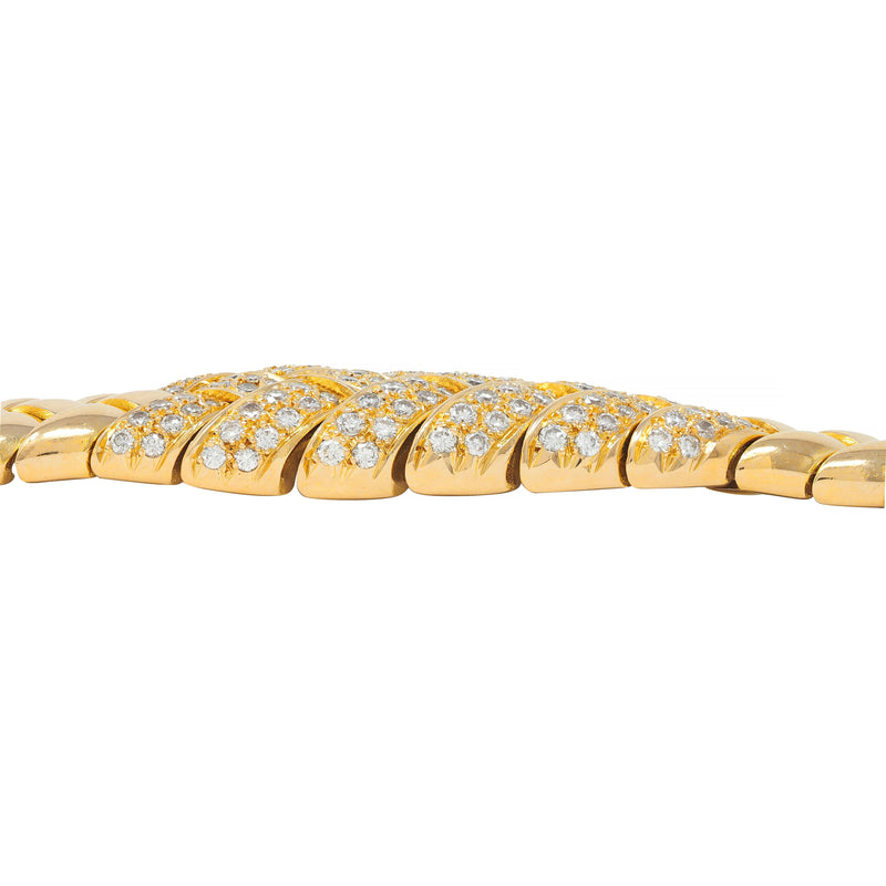 Van Cleef & Arpels French 3.80 CTW Diamond 18 Karat Gold Vintage Woven Bracelet