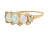 Victorian Opal Diamond 14 Karat Yellow Gold Antique Band Ring