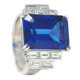 Contemporary 17.90 CTW Tanzanite Diamond Platinum Stepped Cocktail Ring