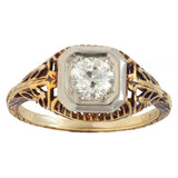 Edwardian 0.55 CTW Diamond 14 Karat Gold Antique Foliate Engagement Ring