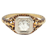 Edwardian 0.55 CTW Diamond 14 Karat Gold Antique Foliate Engagement Ring