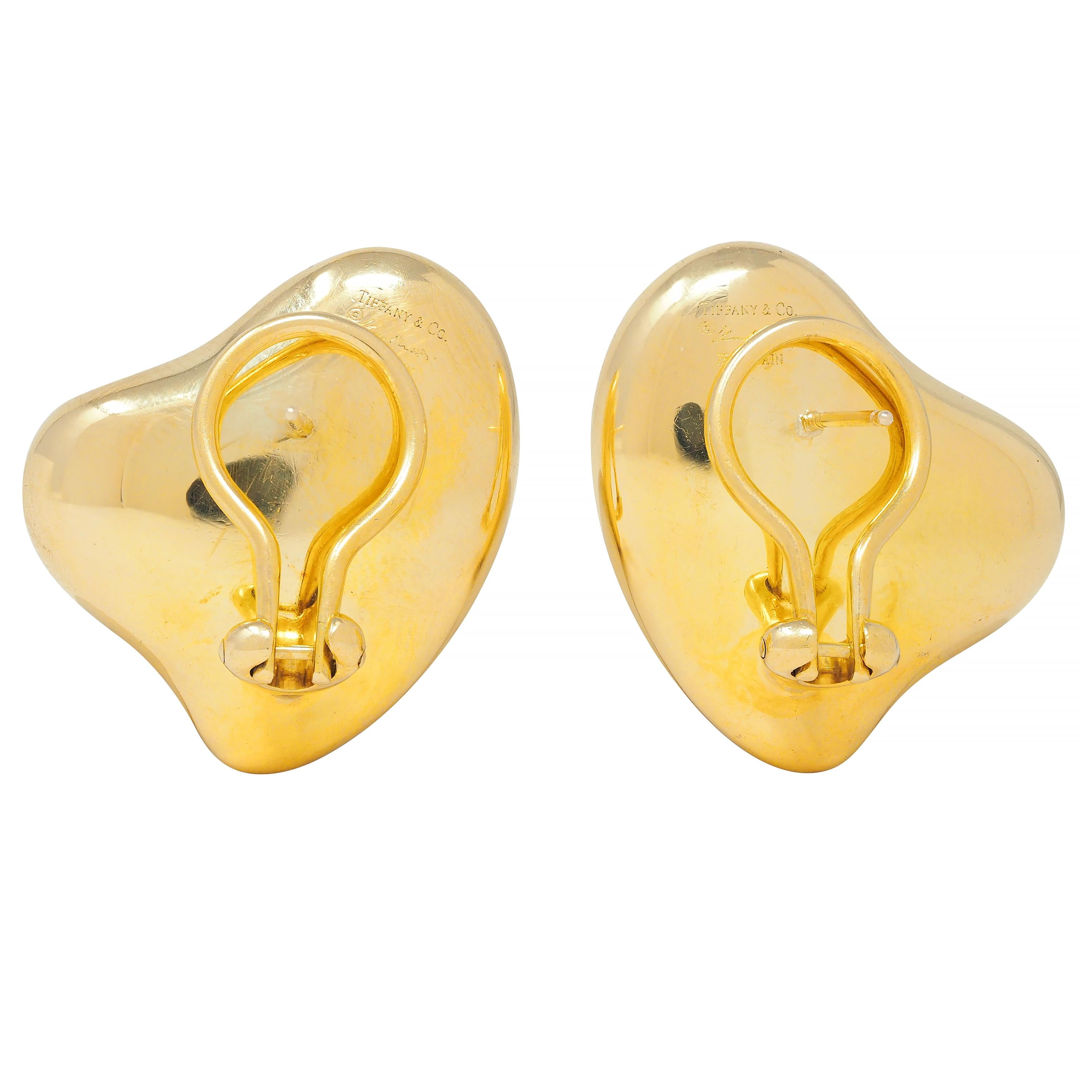 Elsa Peretti Tiffany & Co. 1980 18 Karat Yellow Gold Vintage Full Heart Earrings