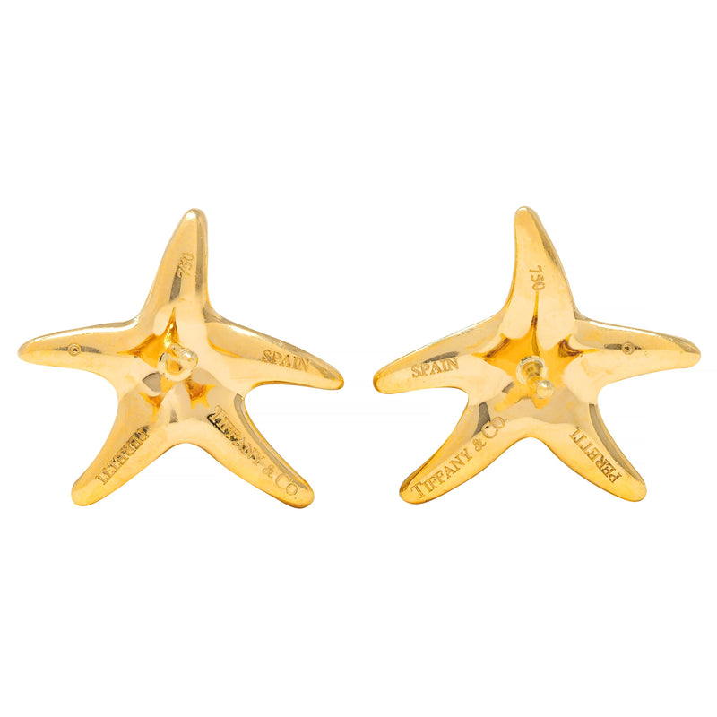 Elsa Peretti Tiffany & Co. 1990's 18 Karat Gold Vintage Starfish Stud Earrings