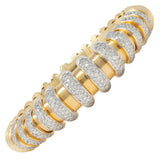 Bulgari 3.40 CTW Diamond 18 Two-Tone Gold Vintage Celtaura Tubogas Cuff Bracelet