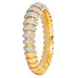 Bulgari 3.40 CTW Diamond 18 Two-Tone Gold Vintage Celtaura Tubogas Cuff Bracelet