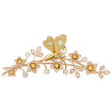 Victorian Old European Diamond 14K Gold Antique Spinning Flower Butterfly Brooch