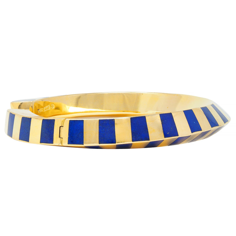 Tiffany & Co. 1980's Lapis Lazuli 18 Karat Yellow Gold Vintage Cuff Bracelet