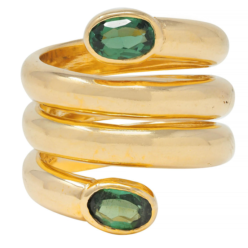 Cartier 1970's Green Tourmaline 18 Karat Yellow Gold Vintage Wrap Ring