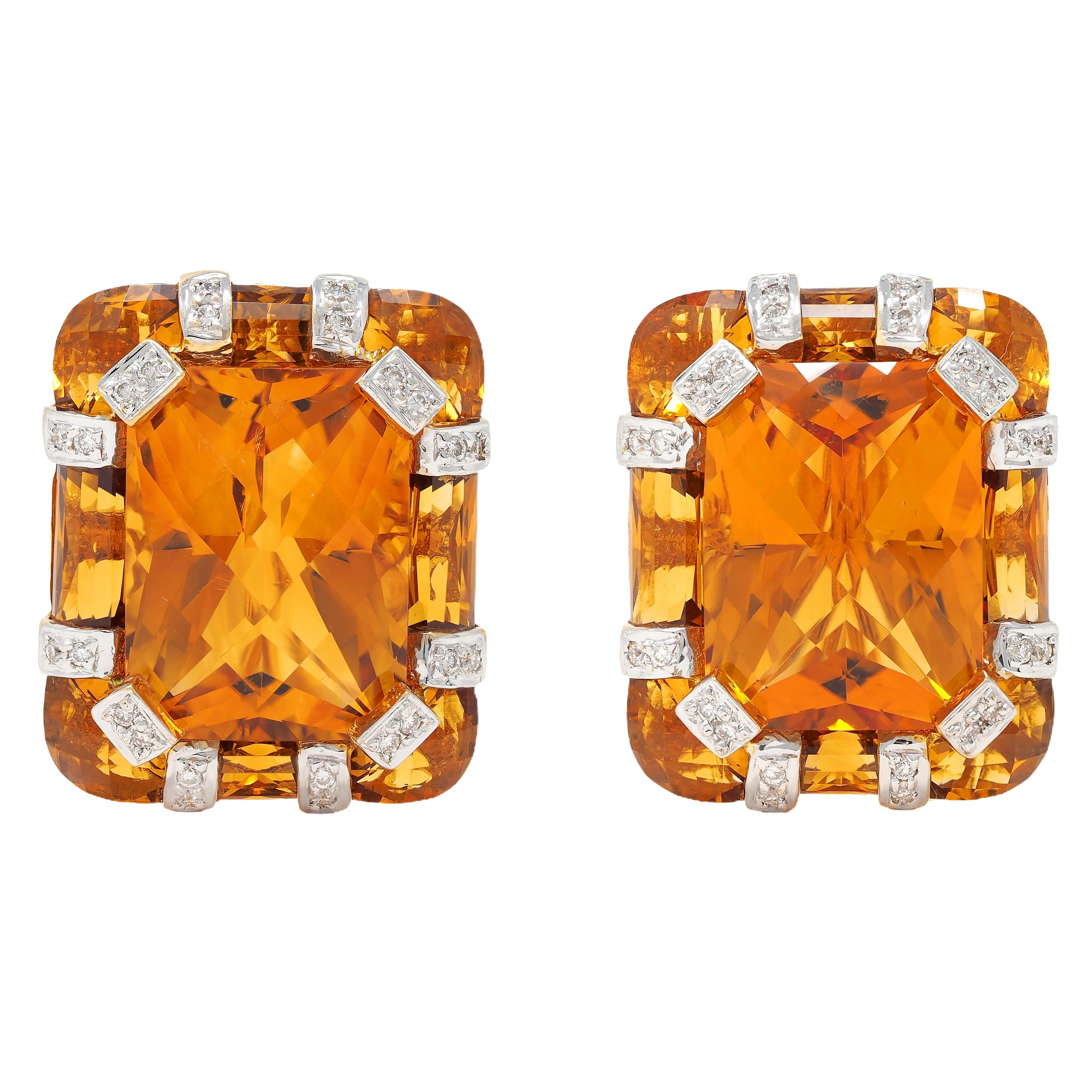 Bellarri 2000's 32.04 CTW Citrine Diamond 18 Karat Gold Reflections Earrings