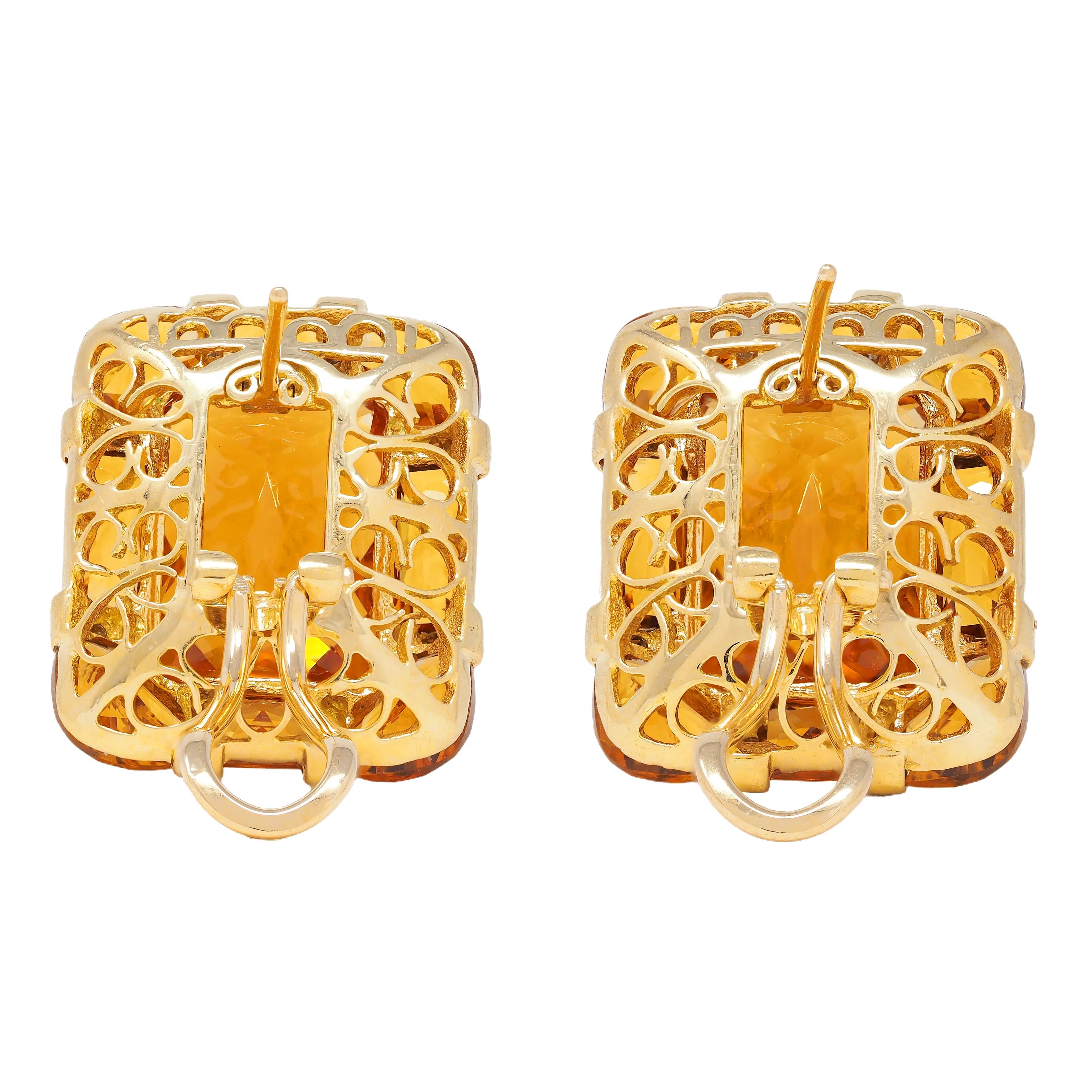 Bellarri 2000's 32.04 CTW Citrine Diamond 18 Karat Gold Reflections Earrings