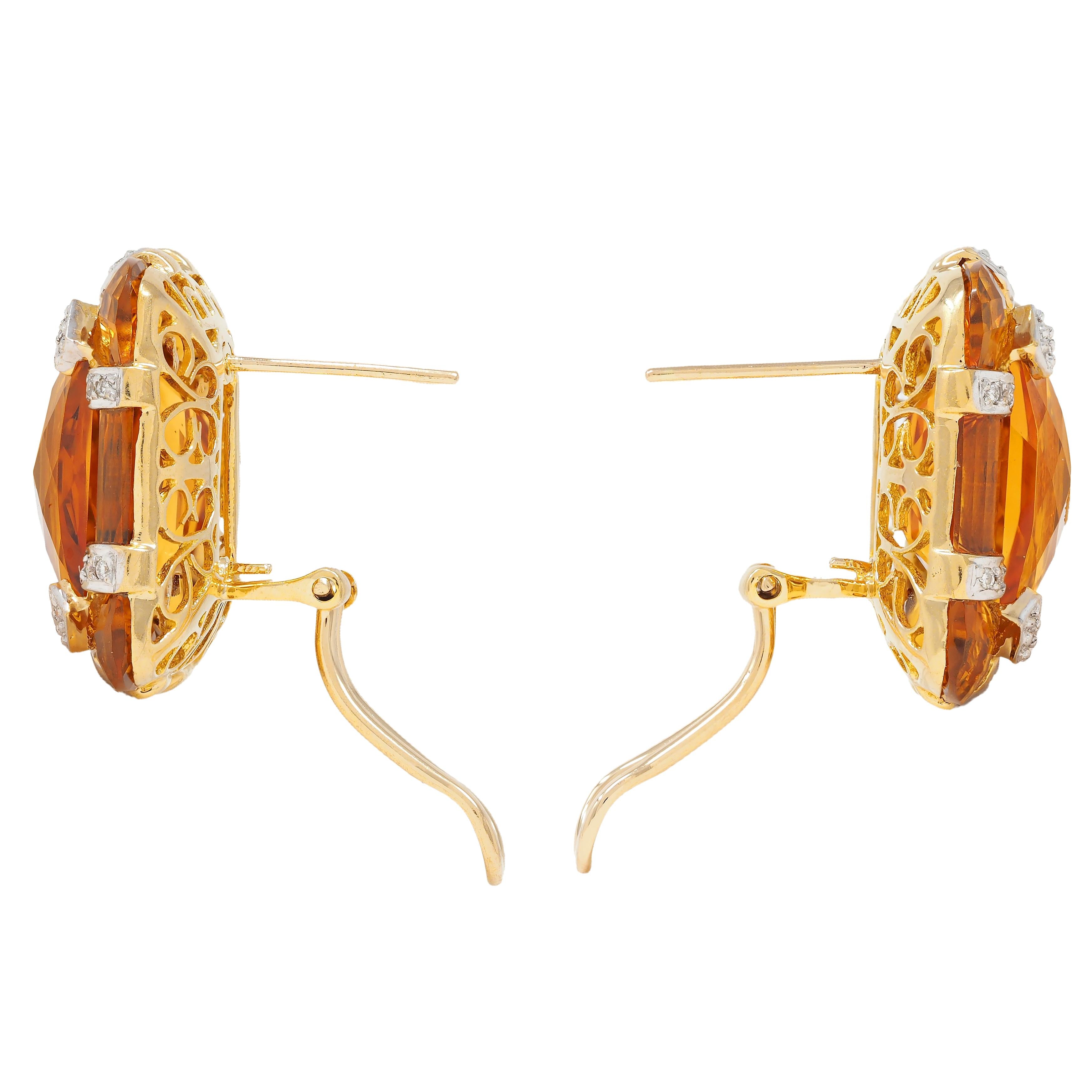 Bellarri 2000's 32.04 CTW Citrine Diamond 18 Karat Gold Reflections Earrings