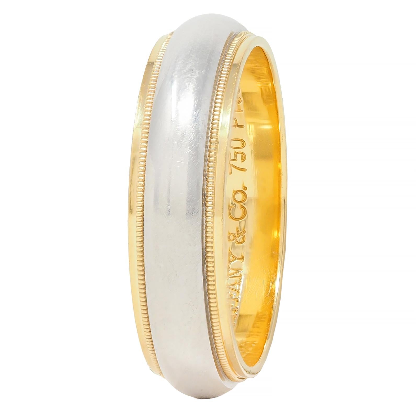 Tiffany & Co Platinum 18 Karat Yellow Gold Contemporary Unisex Wedding Band Ring