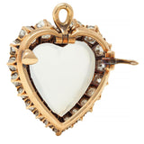 Victorian 1.63 CTW Diamond Moonstone 14 Karat Gold Antique Heart Pendant Brooch