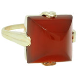 Art Deco Sugarloaf Carnelian 14 Karat Yellow Gold Antique Pyramid Ring