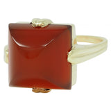 Art Deco Sugarloaf Carnelian 14 Karat Yellow Gold Antique Pyramid Ring