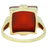 Art Deco Sugarloaf Carnelian 14 Karat Yellow Gold Antique Pyramid Ring