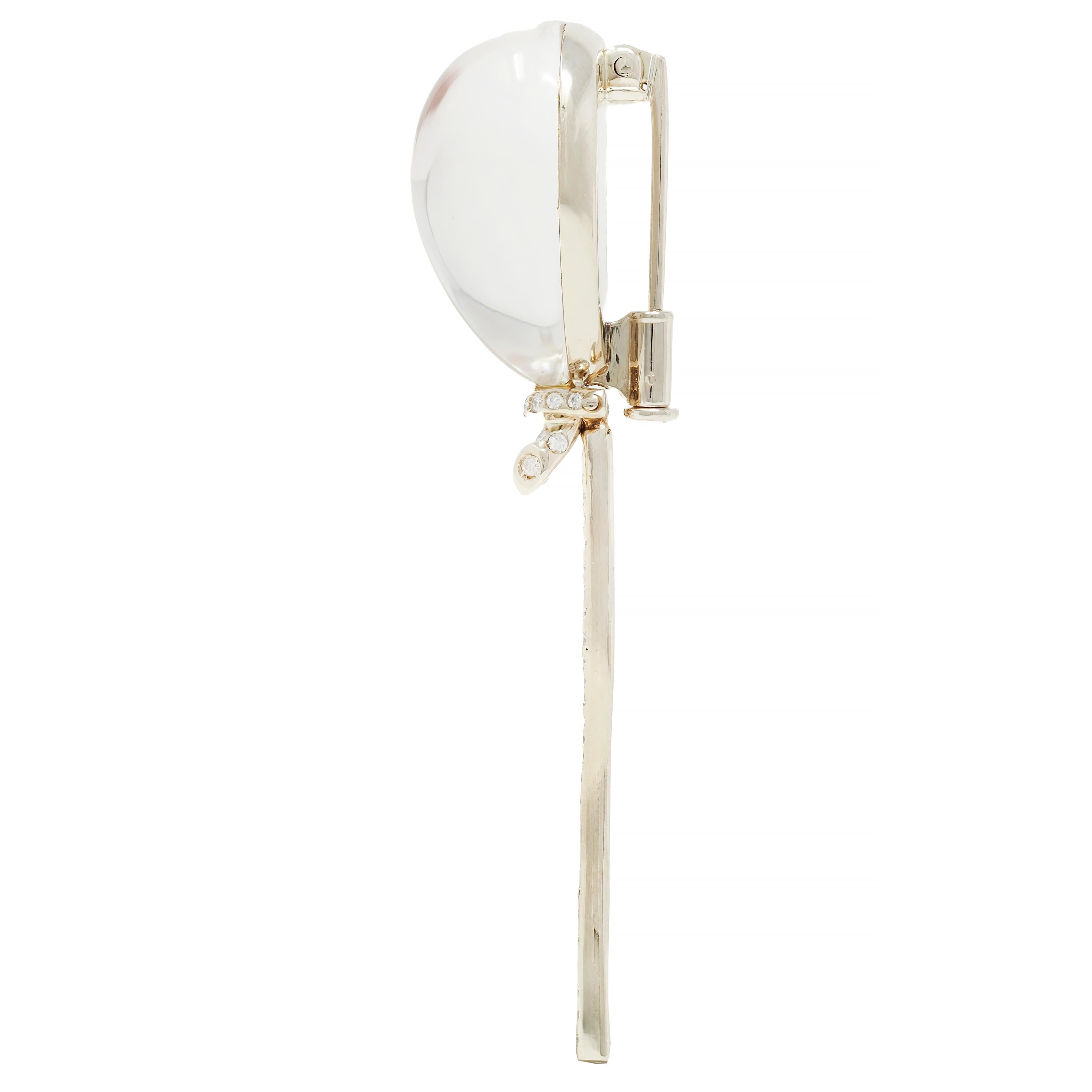 Vhernier Diamond Quartz Coral Mother-of-Pearl 18K Gold Balloon Palloncino Brooch