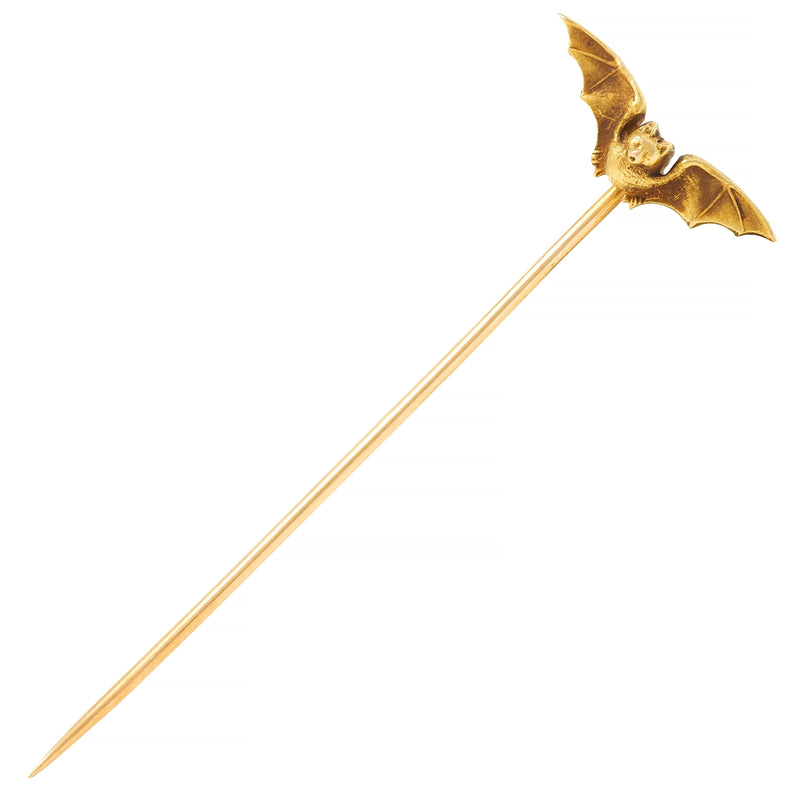 Riker Brothers Art Nouveau 14 Karat Yellow Gold Antique Bat Stickpin