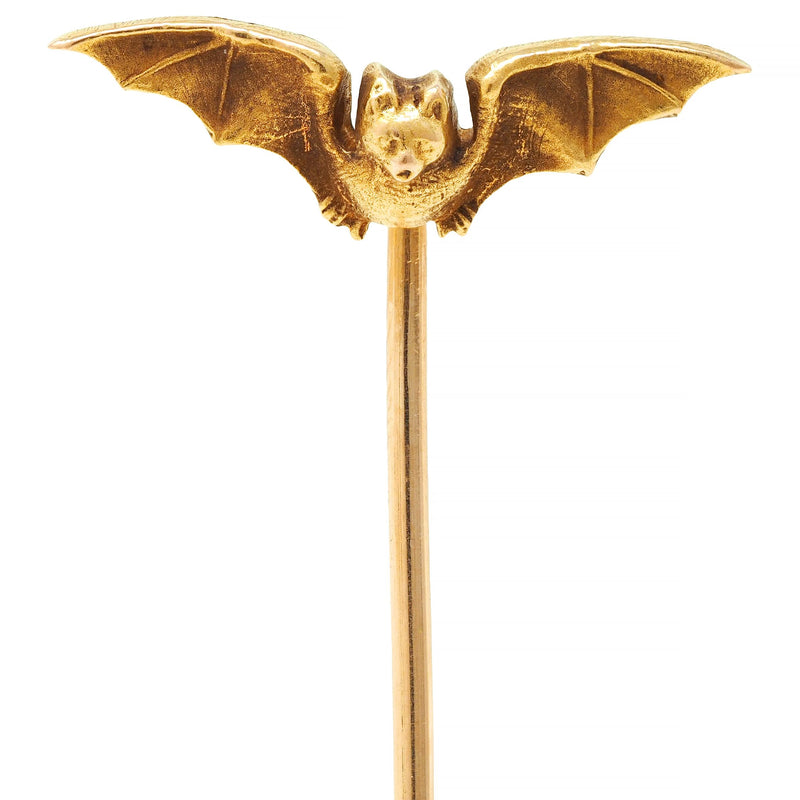 Riker Brothers Art Nouveau 14 Karat Yellow Gold Antique Bat Stickpin