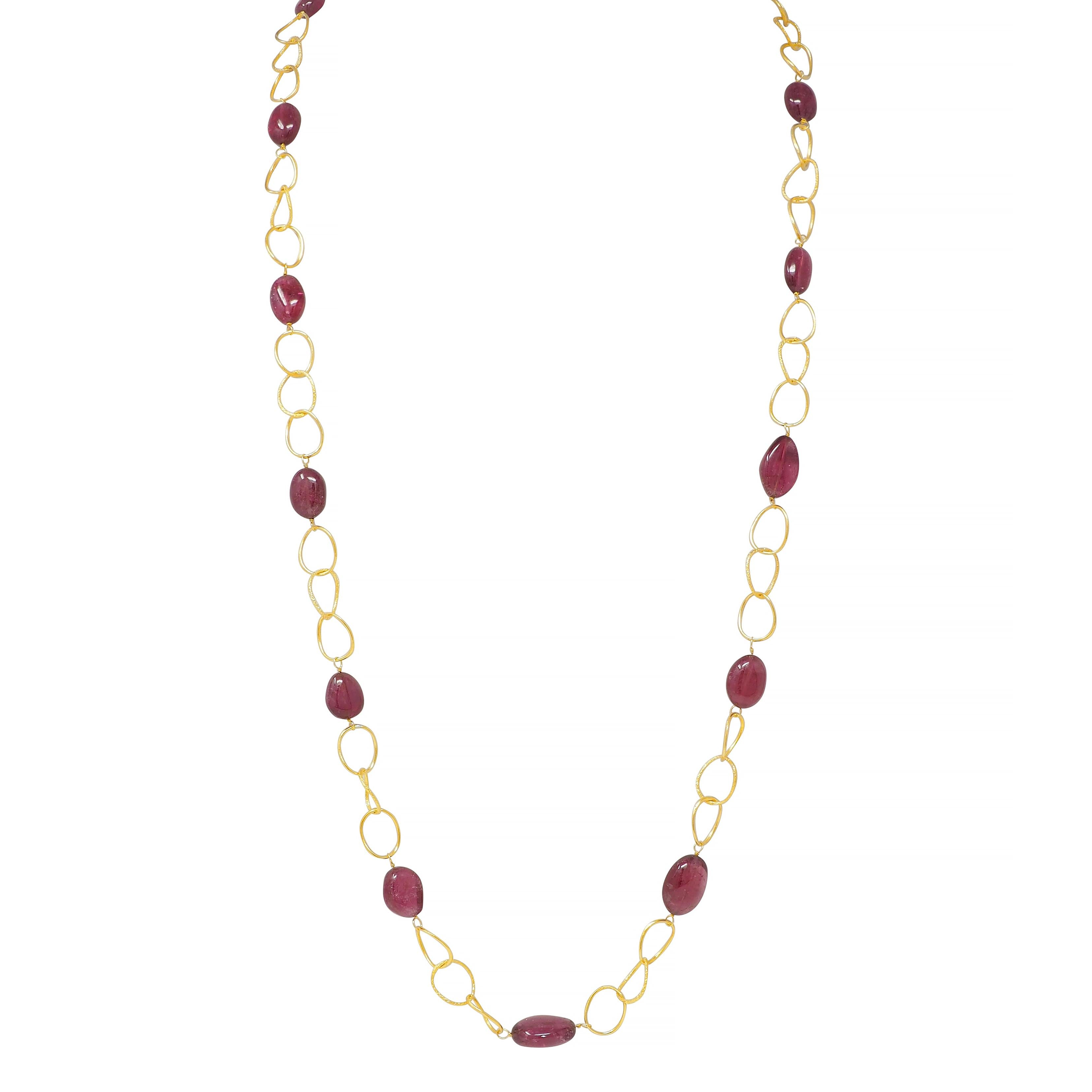 Dominique Cohen 2008 Tourmaline 18 Karat Yellow Gold Bead Station Chain Necklace