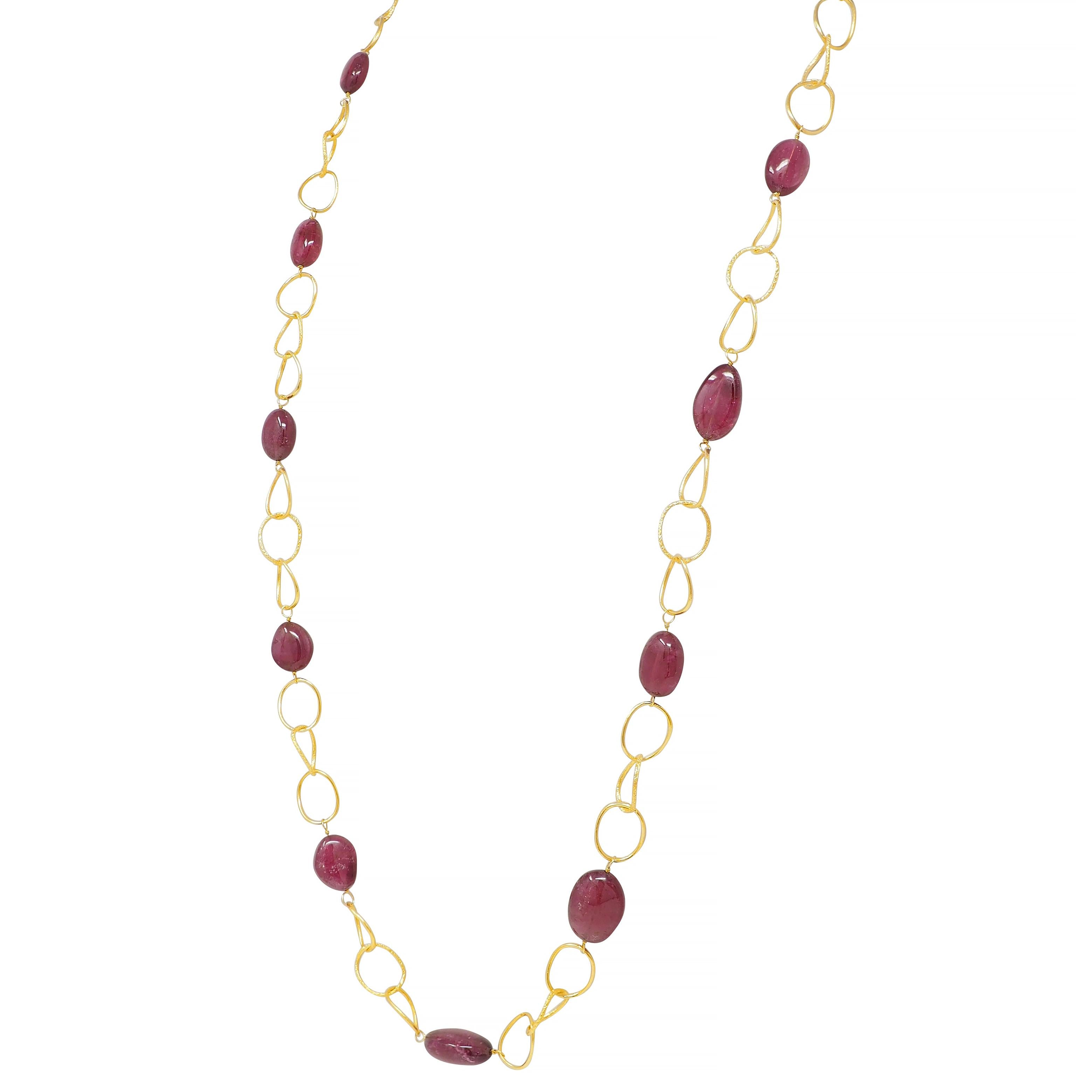 Dominique Cohen 2008 Tourmaline 18 Karat Yellow Gold Bead Station Chain Necklace