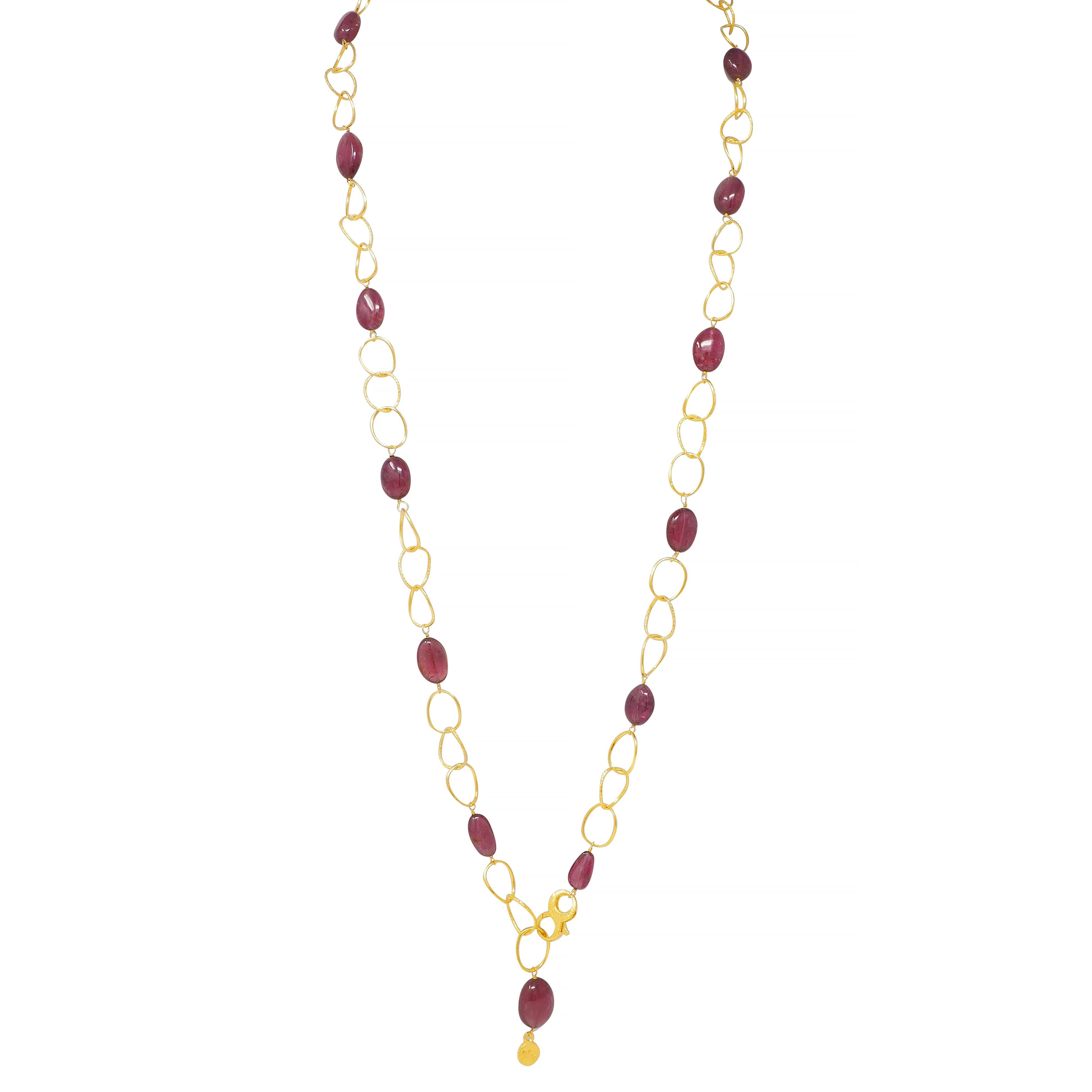 Dominique Cohen 2008 Tourmaline 18 Karat Yellow Gold Bead Station Chain Necklace