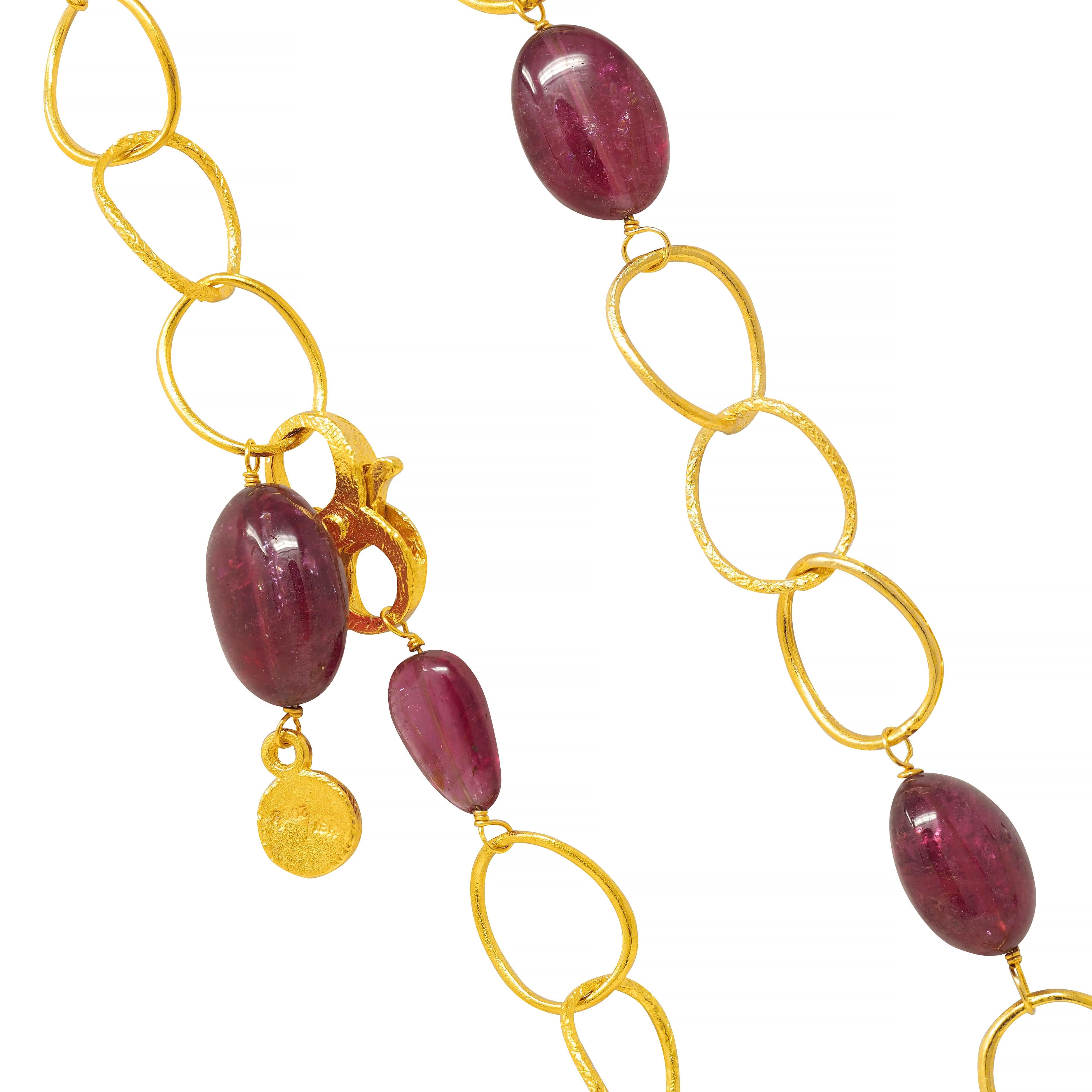 Dominique Cohen 2008 Tourmaline 18 Karat Yellow Gold Bead Station Chain Necklace