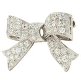 Art Deco 2.72 CTW Diamond Platinum 18 Karat Gold Vintage Bow Brooch