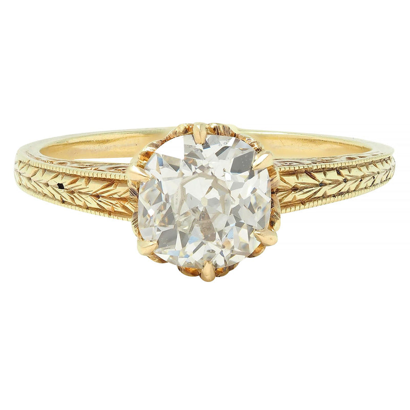 Victorian 1.05 CTW Mine Diamond 14K Gold Antique Solitaire Engagement Ring GIA