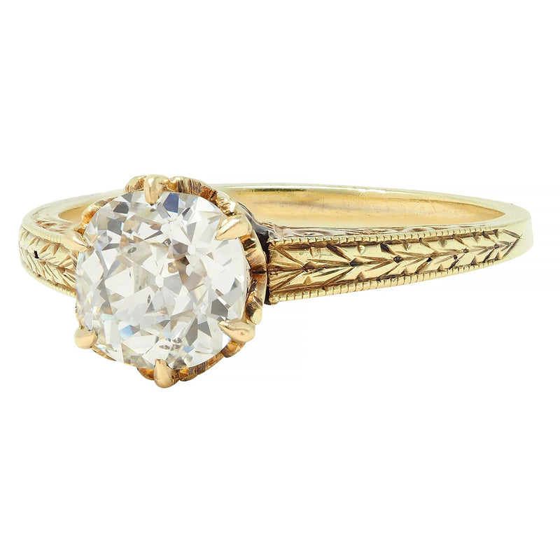 Victorian 1.05 CTW Mine Diamond 14K Gold Antique Solitaire Engagement Ring GIA