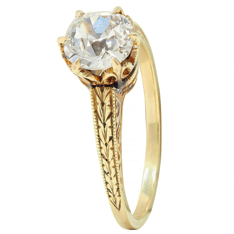 Victorian 1.05 CTW Mine Diamond 14K Gold Antique Solitaire Engagement Ring GIA