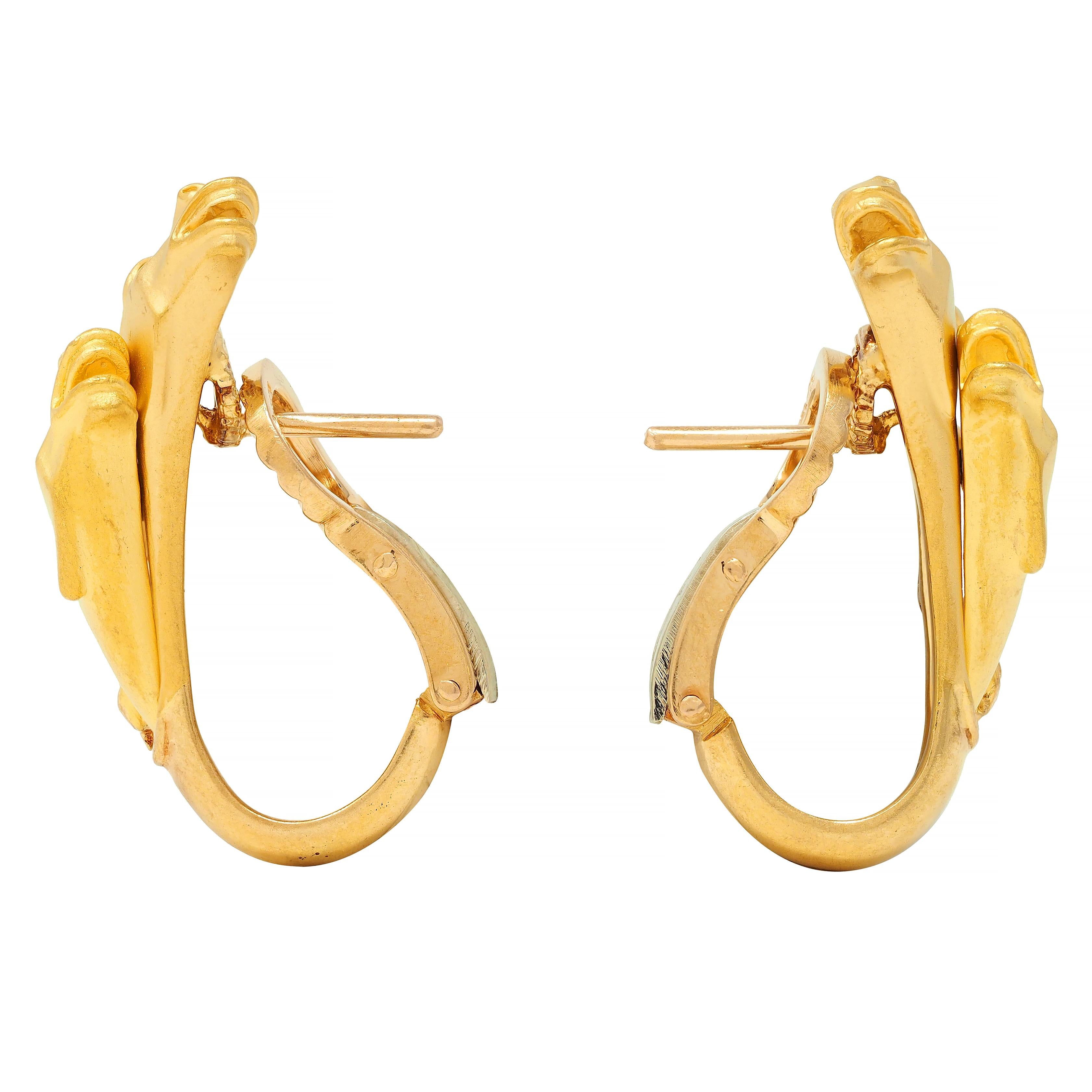 Carerra y Carerra Diamond 18 Karat Yellow Gold Ecuestre Horse Earrings